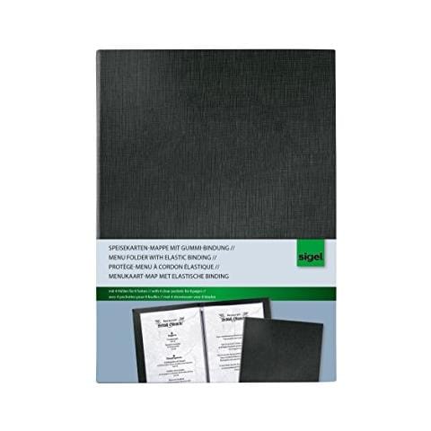 Sm115 Cartellina Portamenù Con Rilegatura Ad Elastico, Nero, Per A5, Senza Stampa - Foto 1