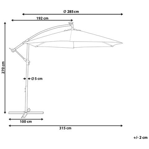Ombrellone A Sbalzo Led 285 Cm Corval Grigio Grafite - Foto 12