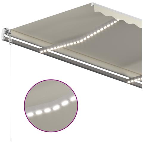 Tenda Automatica con Sensore Vento e LED 350x250 cm Crema - Foto 2