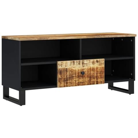 Mobile Tv 100x33x46cm Legno Massello Mango E Legno Multistrato - Foto 1