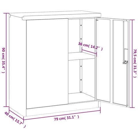 Armadio Classificatore Antracite 79x40x90 cm in Acciaio - Foto 12
