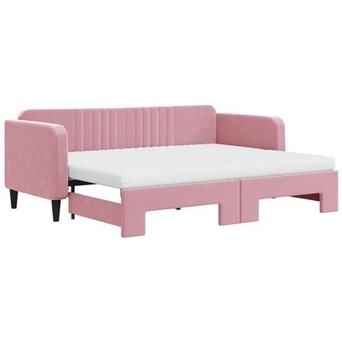 Divano Letto Estraibile Con Materassi Rosa 80x200 Cm Velluto - Foto 1