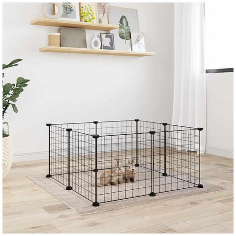 Gabbia Per Animali Domestici 8 Pannelli Nero 35x35 Cm Acciaio - Foto 2
