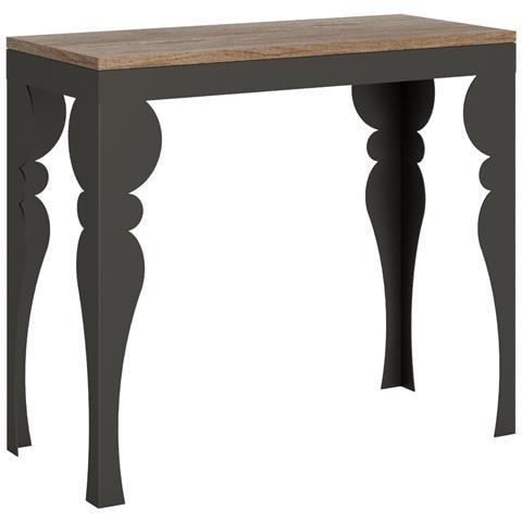 Consolle Allungabile 90x40/196 Cm Paxon Small Evolution Telaio Antracite - Quercia Natura - Foto 5