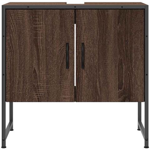 Mobile Lavabo Bagno Rovere Marrone 60x33x60cm Legno Multistrato - Foto 2