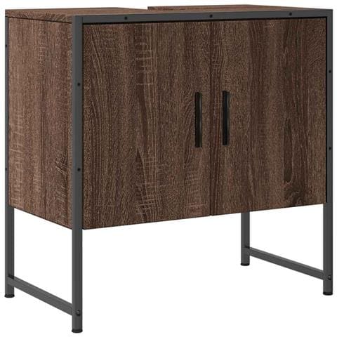 Mobile Lavabo Bagno Rovere Marrone 60x33x60cm Legno Multistrato - Foto 1