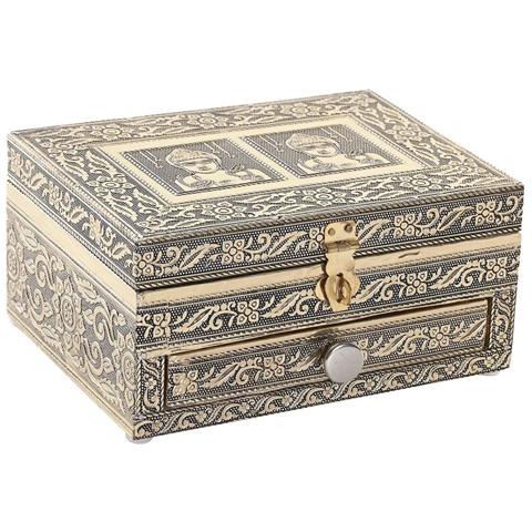 Scatola-portagioie Dkd Home Decor 17,5 X 12,5 X 8,5 Cm Champagne Beige Legno Alluminio - Foto 1