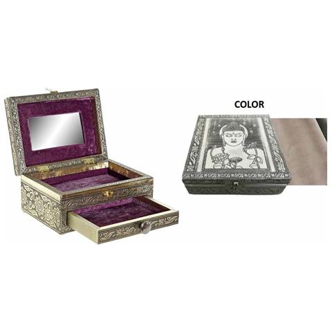 Scatola-portagioie Dkd Home Decor 17,5 X 12,5 X 8,5 Cm Champagne Beige Legno Alluminio - Foto 2