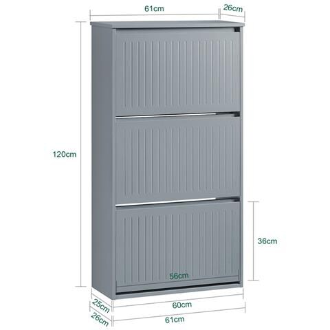Scarpiera Con 3 Ribalte E 6 Ripiani Scarpiera Con Scomparto Aggiuntivo Portascarpe Salvaspazio Grigio 61x26x120cm Fsr165-h-hg - Foto 2