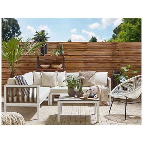 Salotto Da Giardino 4 Posti Metallo Bianco Marrone E Beige Sinistro Borello - Foto 1