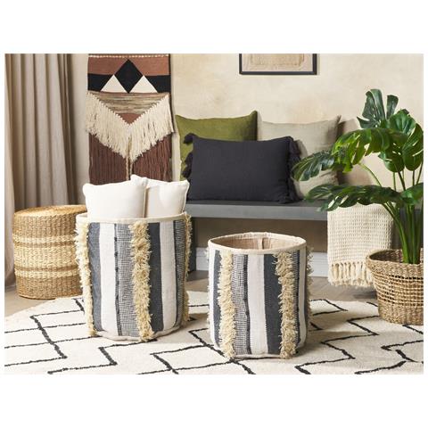 Set Di 2 Cestini Kotkai Cotone Grigio - Foto 1