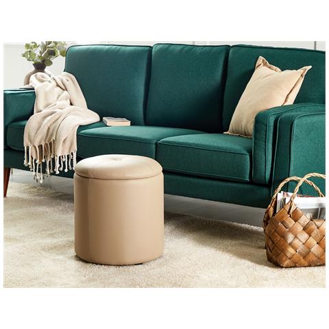 Pouf Contenitore Maryland Pelle Sintetica Beige - Foto 1