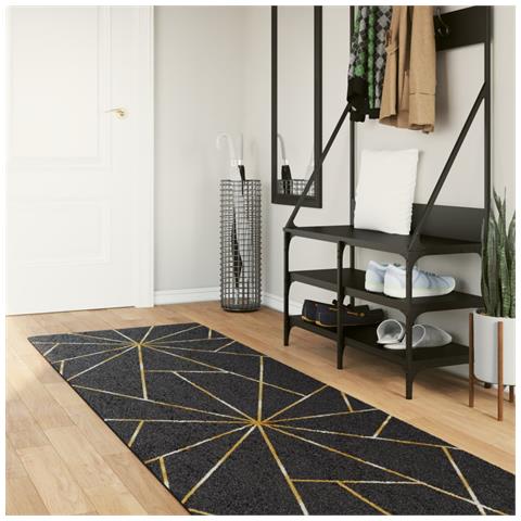 Tappeto Lavabile Nero E Oro 80x300 Cm Antiscivolo - Foto 1