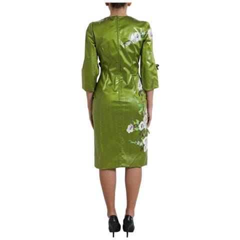 Abito Longuette Tubino Con Decorazioni Floreali Verdi - It40-s - Foto 4