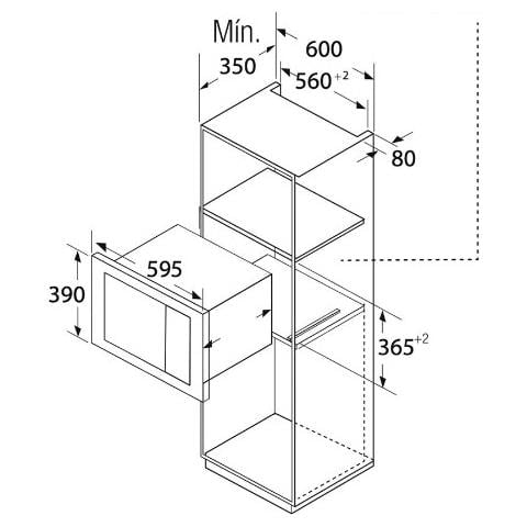 Forno Microonde da Incasso MIG-2025 Grill con Capacità 20 Litri Potenza 800 Watt Colore Acciaio Inox - Foto 3