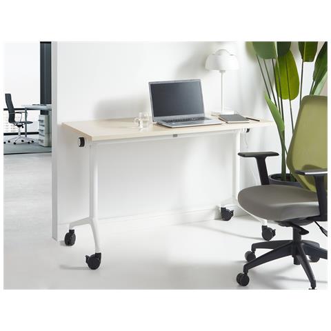 Scrivania Pieghevole Cavi Marrone Chiaro 120 Cm 60 Cm Con Ruote - Foto 1