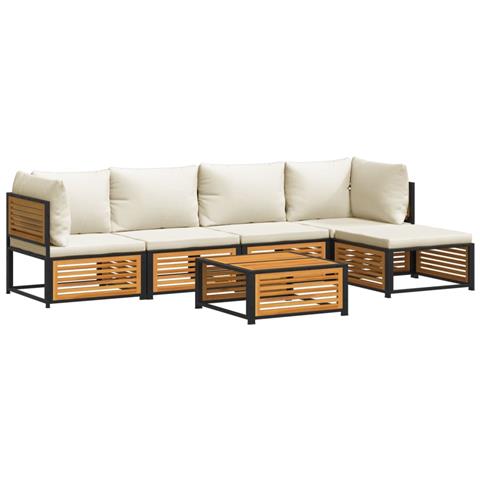 Set Divano da Giardino 6 pz con Cuscini in Massello di Acacia - Foto 1