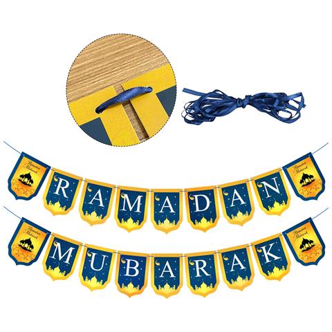 Banner Ramadan Mubarak Elegante Decorazione Blu-oro Per Una Festa Speciale A Casa - Foto 2