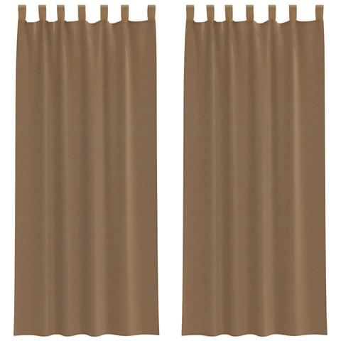 Tende In Voile Con Passanti 2 Pz Marrone Chiaro 140x260 Cm - Foto 1