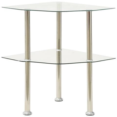 Lusso Casadino -  Tavolino A 2 Livelli Trasparente 38x38x50 Cm In Vetro Temperato - Foto 2