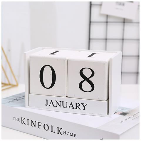 Calendario Perpetuo Da Tavolo In Legno White - Foto 2
