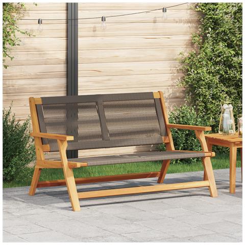 Panchina da Giardino Grigia 76x122x73 cm in Legno Massello di Acacia - Foto 2