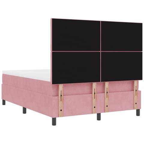 Rete a Doghe con Materasso  Rosa 140x190 cm Velluto - Foto 9