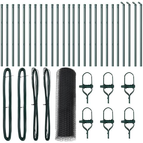 Recinzione Esagonale  Grigia 0.6x50 m Acciaio, Pali per Recinzione  13 pz Verdi Ø32 mm 100 cm Acciaio Zincato - Foto 1