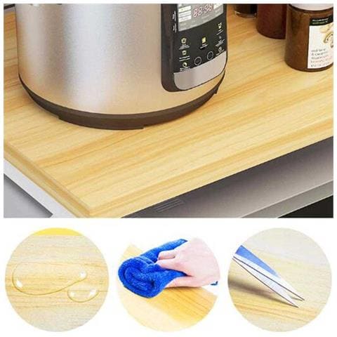 Scaffale Mensola Cucina Mobiletto Porta Microonde Ripiano Metallo Legno Beige - Foto 5