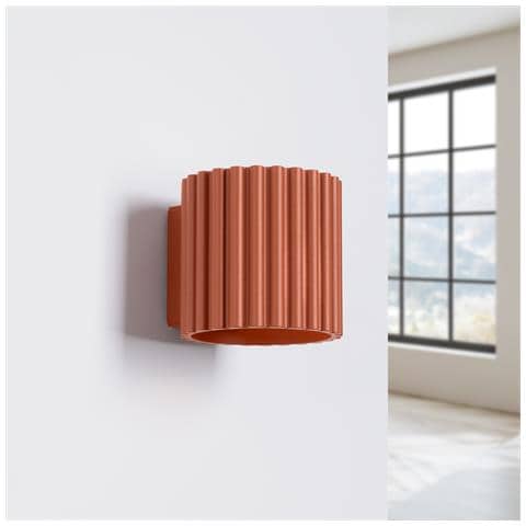 Lampada Da Parete Aura Rosso Ocra G9 Sl. 1801 - Minimalist Lampada Da Parete Ocra Rossa 10x10x12 Cm - Foto 2