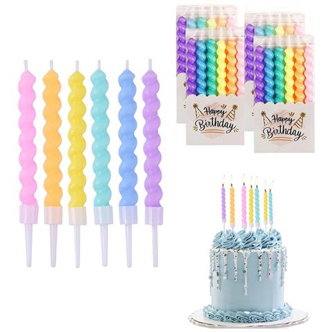 Candele Di Compleanno A Spirale 24 Pz. Colorate Lunghe Decorative Per Torta - Foto 1