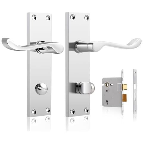 Maniglie Per Porte Serratura Interna Argento 6 Paia - Foto 1