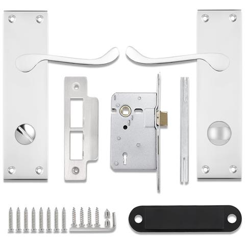 Maniglie Per Porte Serratura Interna Argento 6 Paia - Foto 2
