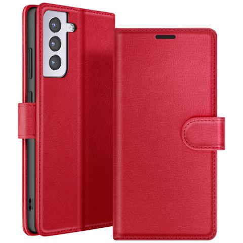 Custodia A Portafoglio Per Galaxy S21 Plus Con Supporto E Linguetta Magnetica, Rosso - Foto 1