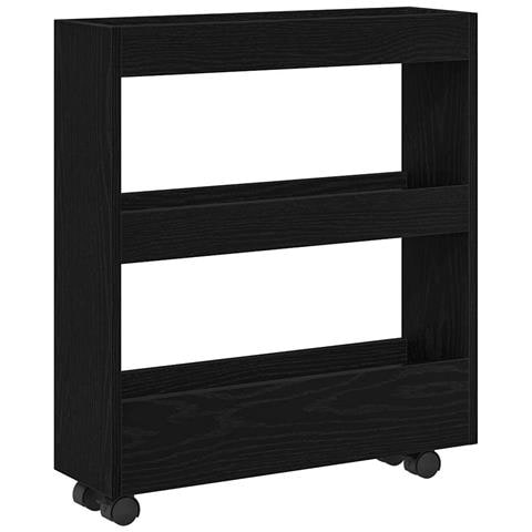 Carrello di Stoccaggio Stretto Rovere Nero 60 x 18 x 70 cm - Foto 1