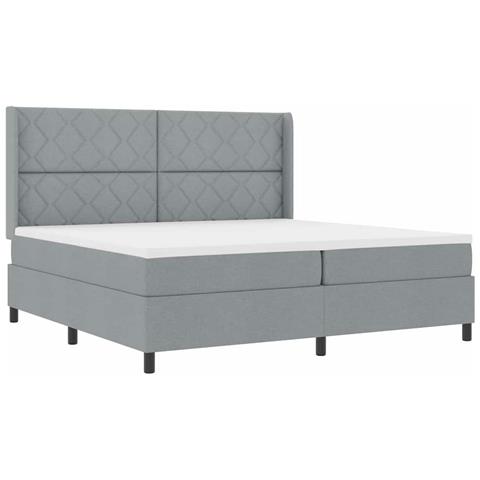 Letto a molle con materasso Grigio chiaro 200 x 200 cm Tessuto - Foto 1