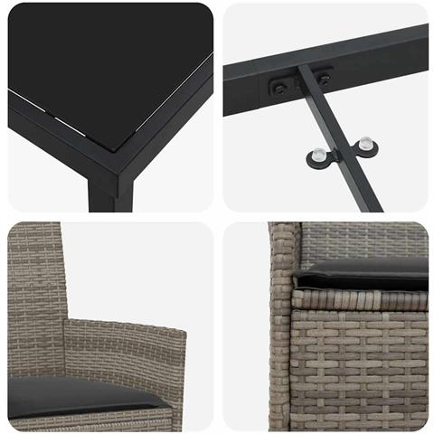 Set da Pranzo per Giardino 5 pcs Grigio polyrattan - Foto 9