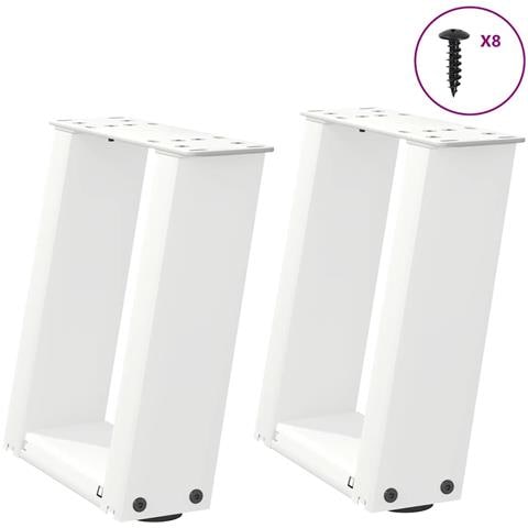 Gambe per Tavolino da Caffè a Forma di U 2 pz Bianche 30x(30-31) cm Acciaio - Foto 1