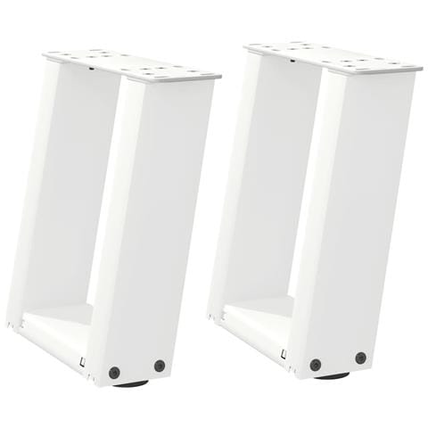 Gambe per Tavolino da Caffè a Forma di U 2 pz Bianche 30x(30-31) cm Acciaio - Foto 2