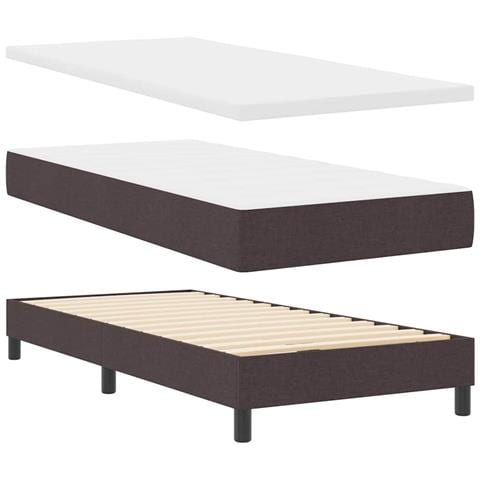 Letto box spring con materasso Marrone Scuro 90 x 190 cm - Foto 1