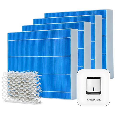 Armin® Pack 4x Cuscinetti Di Evaporazione E Silvertex® Per Armin 680ml Compatibile Con Umidificatori Senza Calcare Antimicrobico Lunga Durata - Foto 1