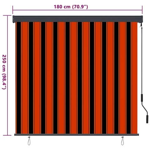 Tenda a Rullo Esterna Arancione e bianco 180 x 250 cm Tessuto - Foto 8