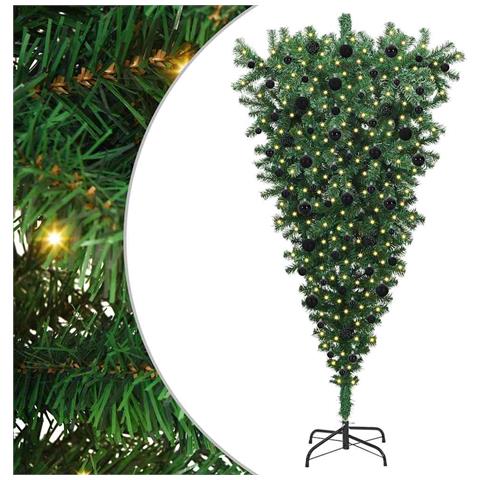 Albero di Natale artificiale preilluminato capovolto con set di palline - Foto 1