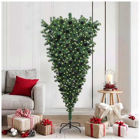Albero di Natale artificiale preilluminato capovolto con set di palline - Foto 2
