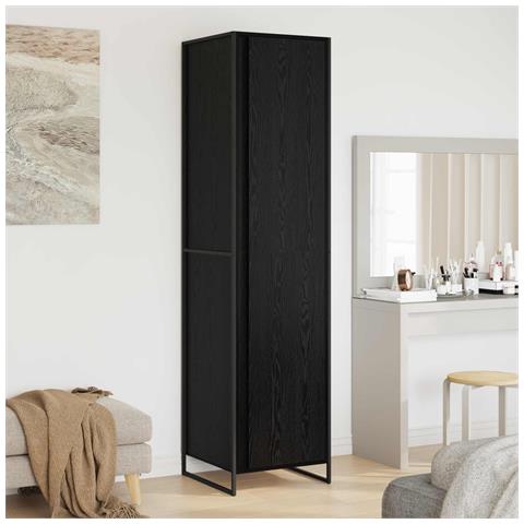 Armadio 2 pcs Rovere Nero 50 x 50 x 200 cm Legno multistrato - Foto 2