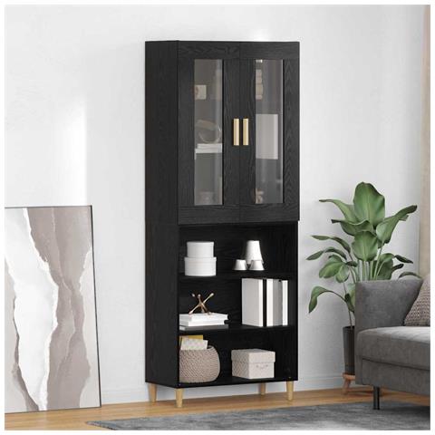 Credenza Rovere Nero 69,5 x 34 x 180 cm - Foto 2