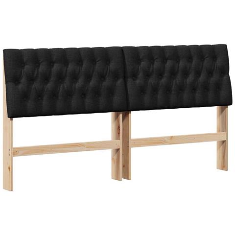 Testiera imbottita Nero 180 cm Pino massello - Foto 1