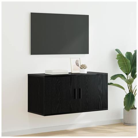 Mobile TV da parete Rovere nero 80 x 34,5 x 40 cm - Foto 2