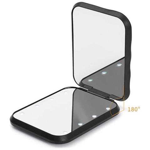 Specchio Per Trucco Portatile A Led Con Ingrandimento 3x E Luce Ad Anello Black - Foto 1