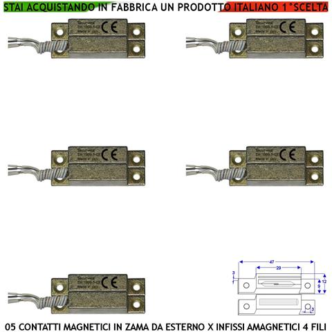 Sensori Magnetici Da Esterno In Zama Con Alette Di Fissaggio 5 Pezzi Contatti Reed Nc Ampolla Sottovuoto Sensibilità M - Foto 1